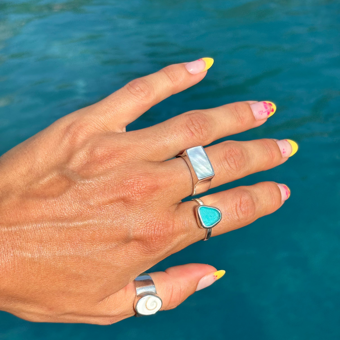 mother of pearl silver ring