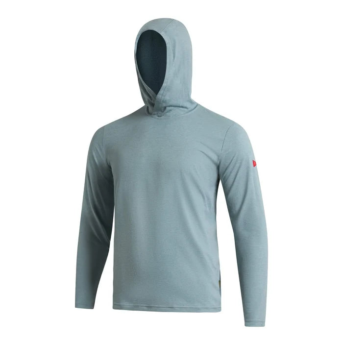 Airtex Long Sleeve Hooded Shirt - Heather Light Sea Blue