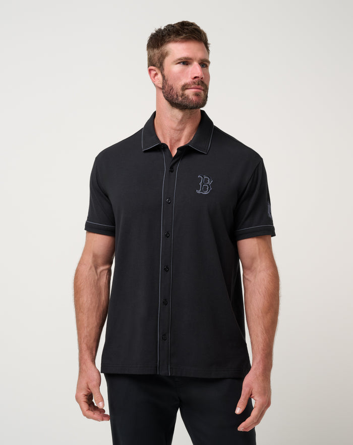 Boston Red Sox On The Field Button-Up