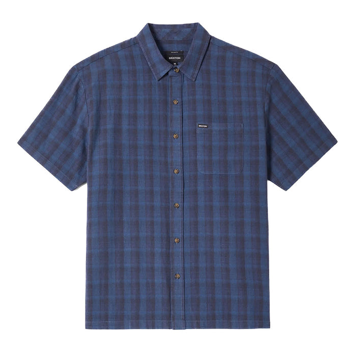 Cru Linen Blend S/S Woven - Dark Blue / Black Plaid