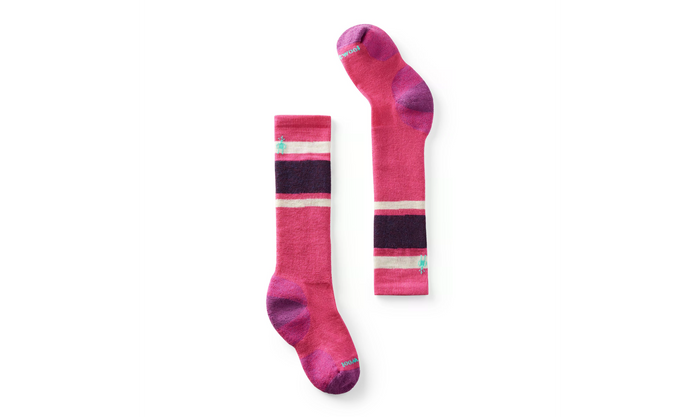 Kids' Wintersport Full Cushion Stripe OTC Socks, POWER PINK
