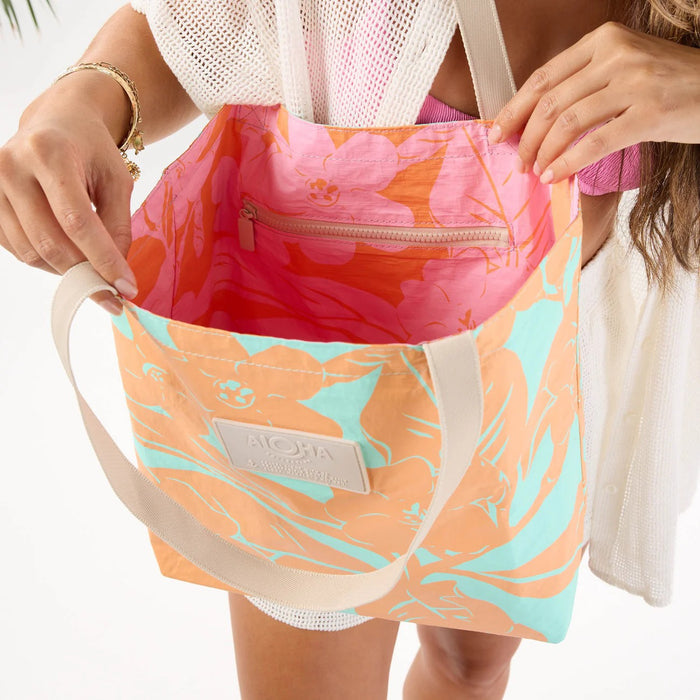 Lei Garden Reversible Tote - Pink Orange