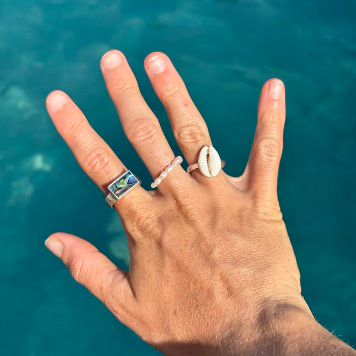 abalone and pearl ring stack