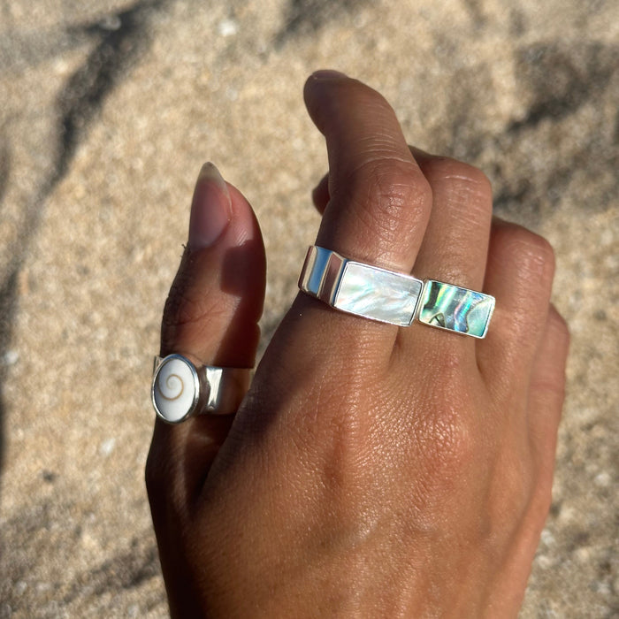 shell beachy silver rings