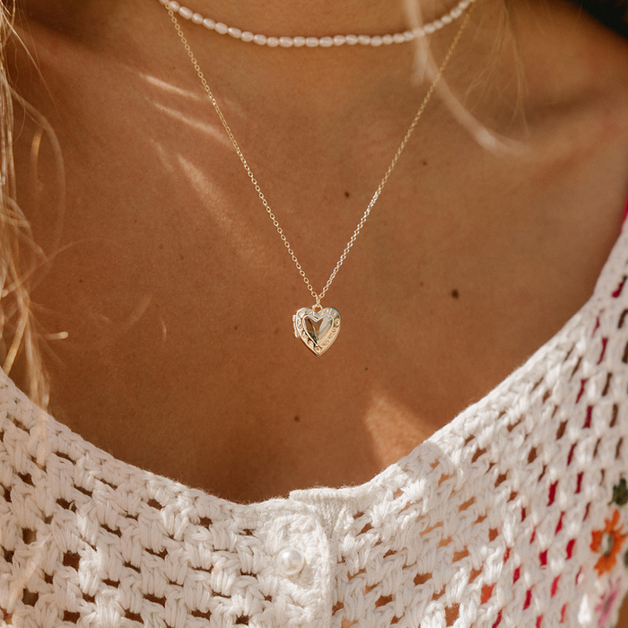 heart locket gold surfer jewelry necklace salty gem