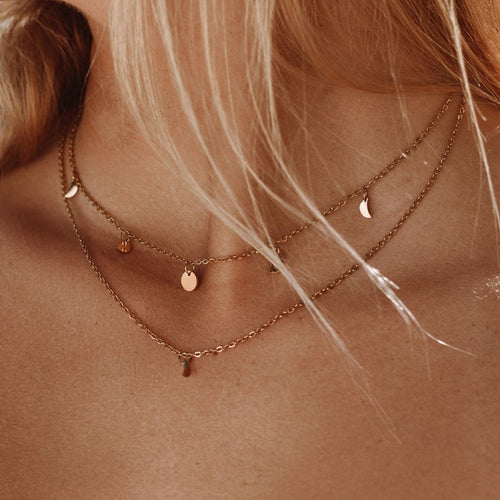 Rio Boho Layered Necklace On Model