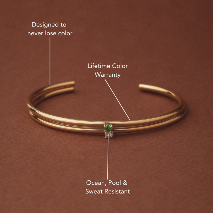 Gold Open Gemstone Cuff
