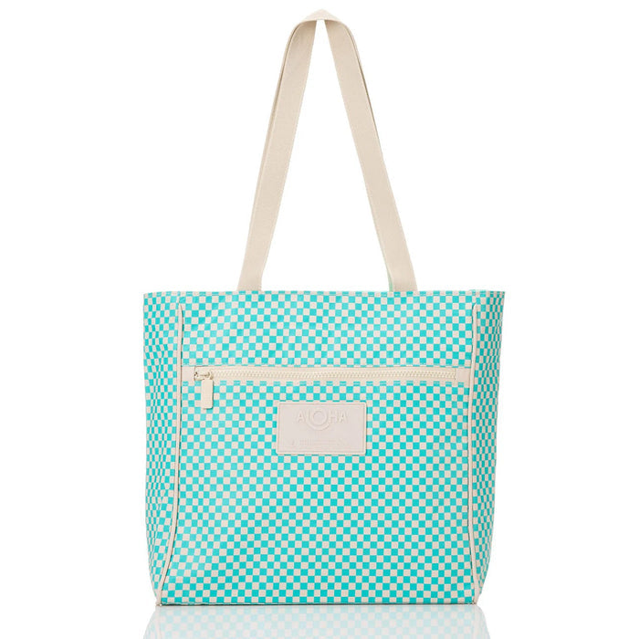 Tiny Check Go-To Tote - Lagoon/Sandstone