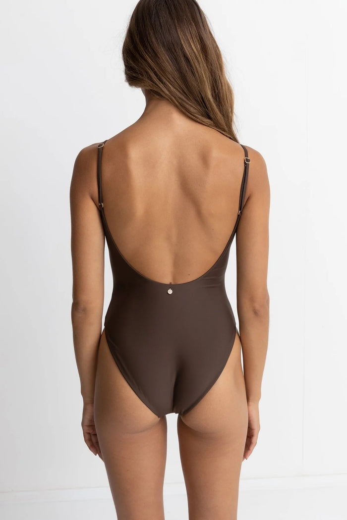 Womens Classic Minimal One Piece, Chocolate